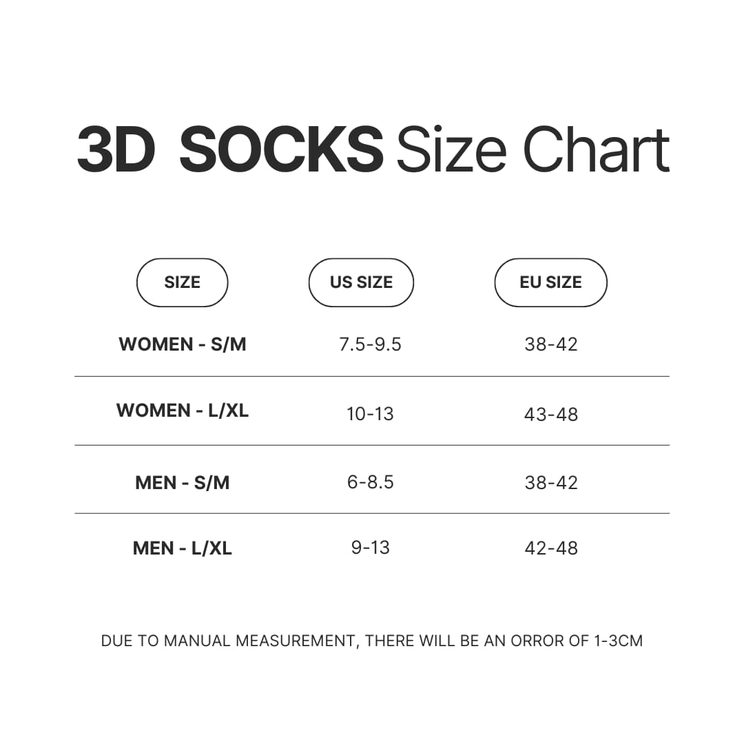 3D Socks Size Chart - Metal Gear Solid Store